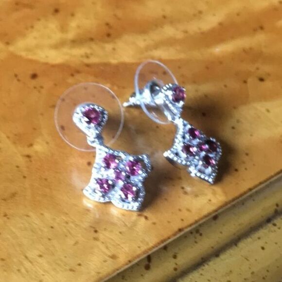 Natural Rubellite Sterling Silver Dangle Earrings - Picture 2 of 7
